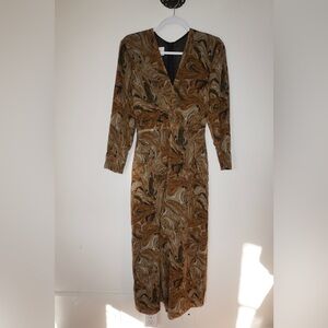 Nanushka Brown Patterned Long Sleeve Dress